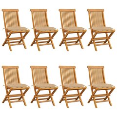 Dārza krēsli ar smilškrāsas spilveniem, 8 gab. cena un informācija | Dārza krēsli | 220.lv