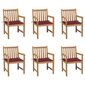 Dārza krēsli ar sarkanvīna spilveniem, 6 gab. cena un informācija | Dārza krēsli | 220.lv