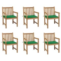 Dārza krēsli ar zaļiem spilveniem, 6 gab. цена и информация | Садовые стулья, кресла, пуфы | 220.lv