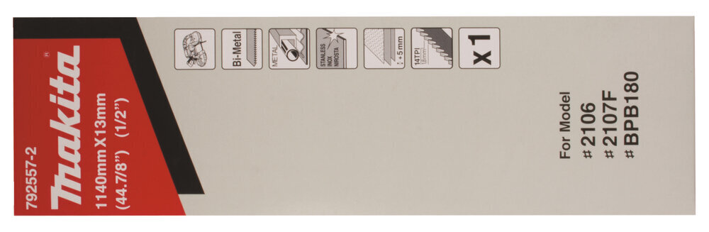 13x0,5x1140mm 14T BIM 1gab. >5mm metāls, krāsainais metāls HCS Makita 792557-2 cena un informācija | Rokas instrumenti | 220.lv