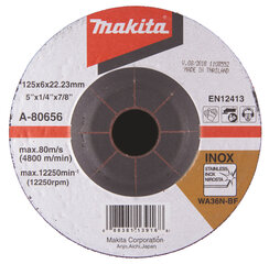 Slīpripa 125X6 Inox/tērāuds Makita A-80656 cena un informācija | Rokas instrumenti | 220.lv