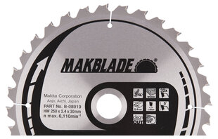 B-08919 TCT Пильный диск MAKBLADE 250X2.4X30mm 5 ° T32 Makita цена и информация | Механические инструменты | 220.lv