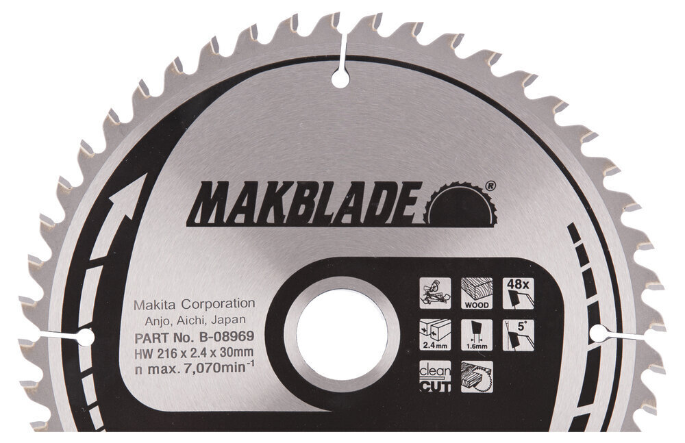 T.C.T. Zāģripa MAKBLADE 216X2.4X30mm 5° T48 Makita B-08969 cena un informācija | Rokas instrumenti | 220.lv