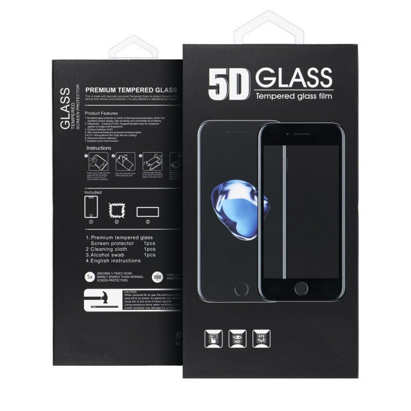 LCD aizsargstikls 9H 5D Apple iPhone 13 Pro Max / 14 Plus melns cena un informācija | Ekrāna aizsargstikli | 220.lv