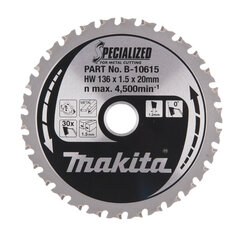 T.C.T. Zāģripa SPECIALIZED 136X1.5X20mm 0° T30 Makita B-10615 cena un informācija | Rokas instrumenti | 220.lv