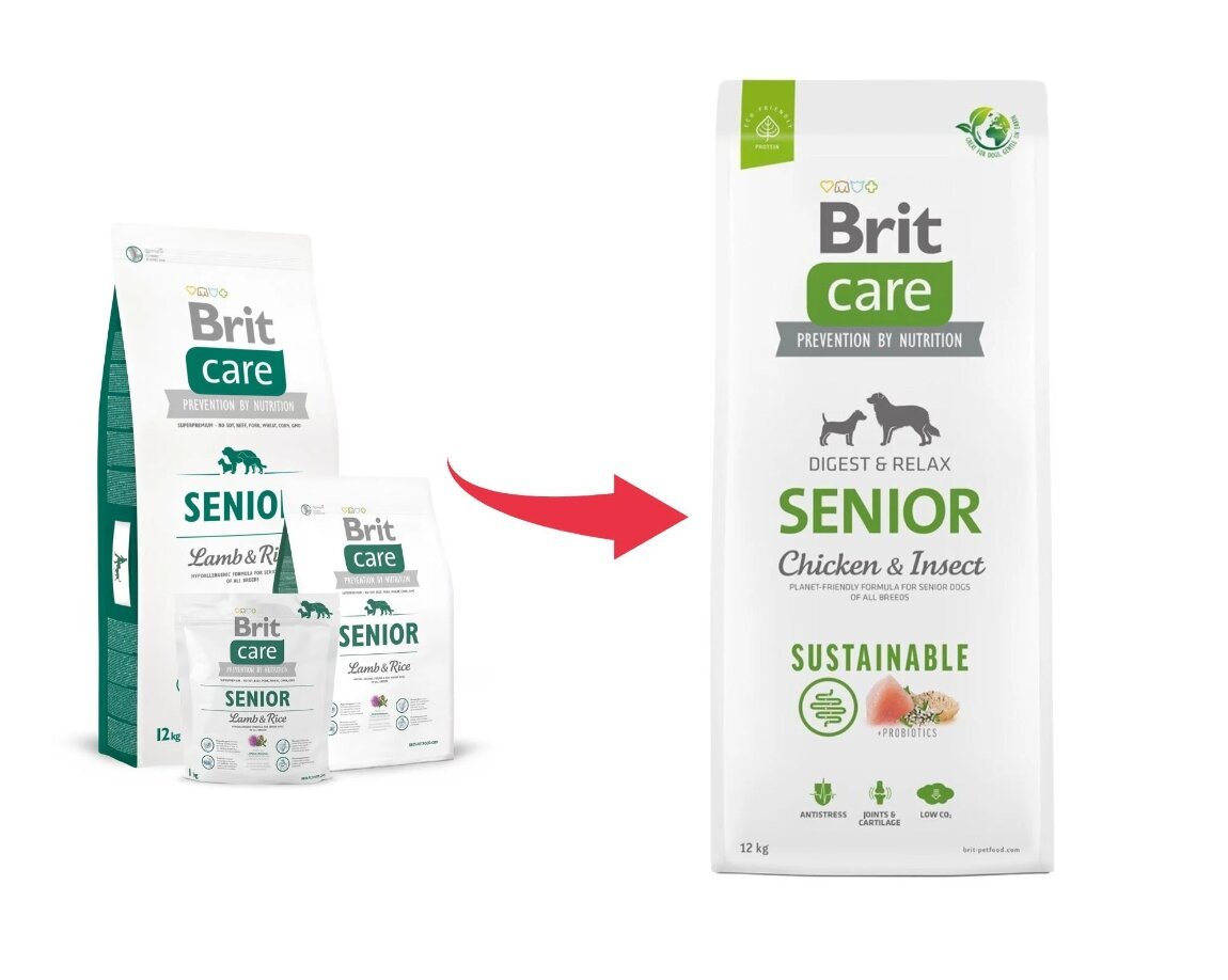 Brit Care SS Senior Chicken&Insect vecākiem suņiem, 12 kg cena un informācija | Sausā barība suņiem | 220.lv