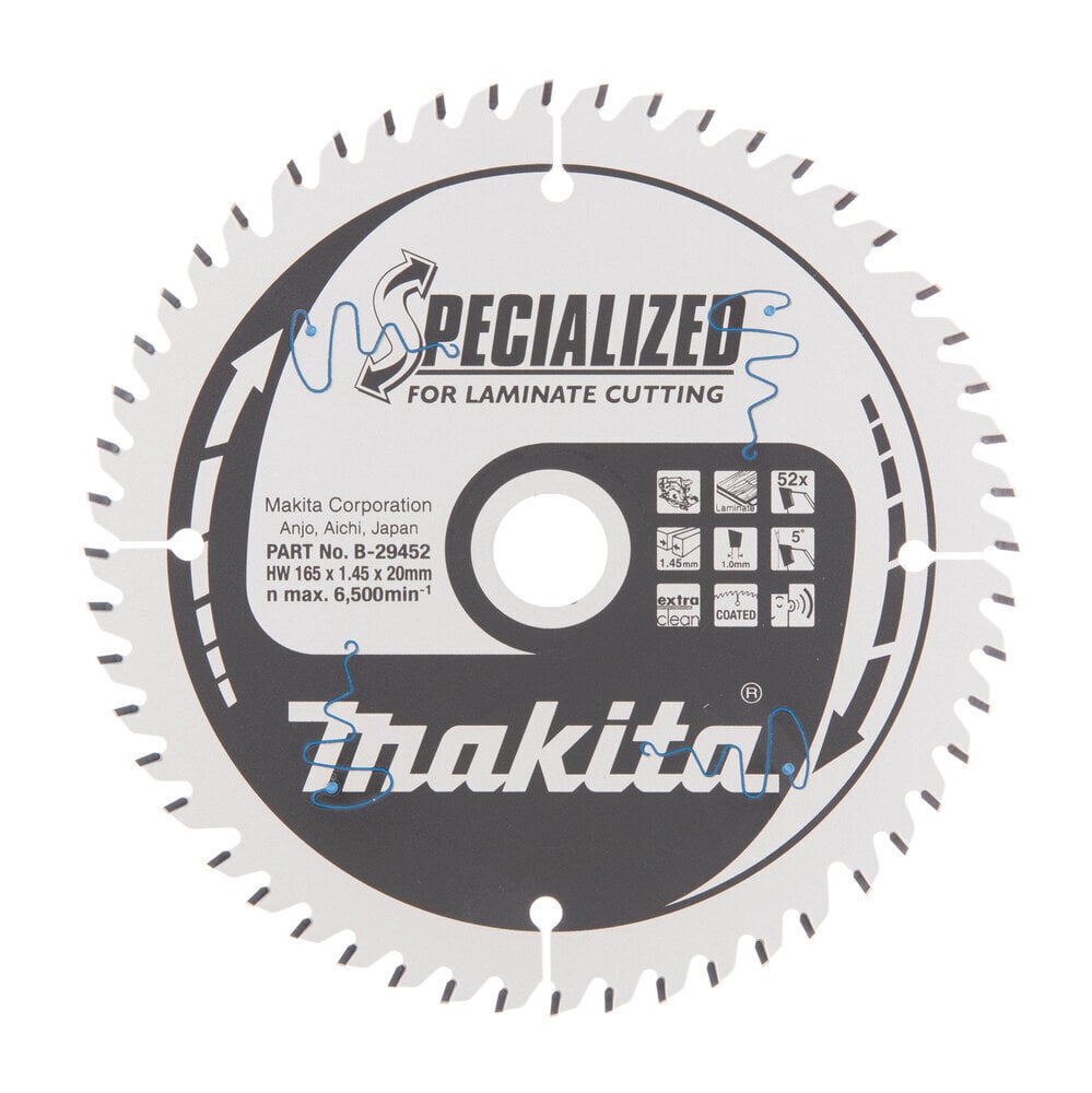 T.C.T. Zāģripa SPECIALIZED 165X1.45X20mm 5° T52 Makita B-29452 cena un informācija | Rokas instrumenti | 220.lv