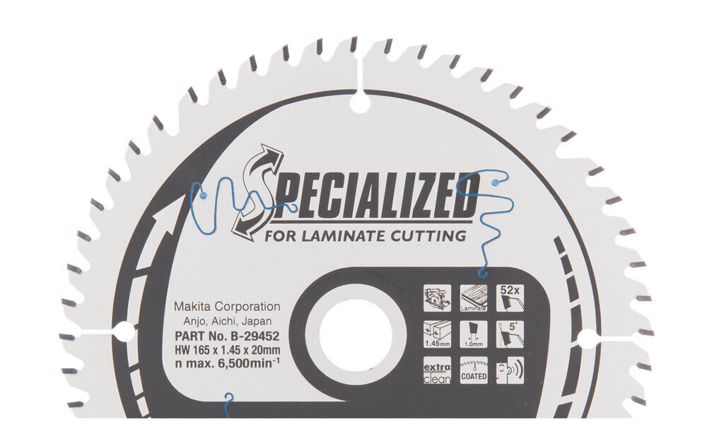 T.C.T. Zāģripa SPECIALIZED 165X1.45X20mm 5° T52 Makita B-29452 cena un informācija | Rokas instrumenti | 220.lv