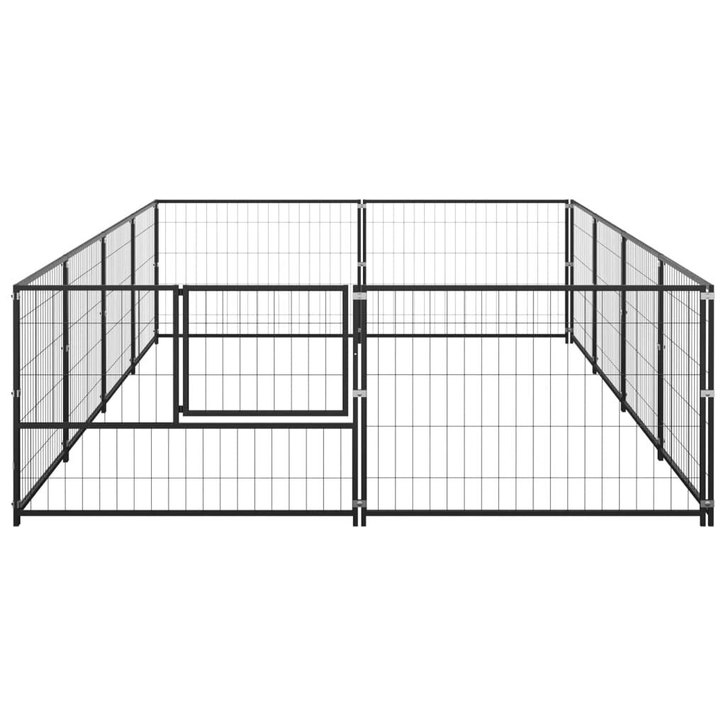 Suņu voljērs vidaXL, melns, 8m², tērauds cena un informācija | Suņu gultas, spilveni, būdas | 220.lv