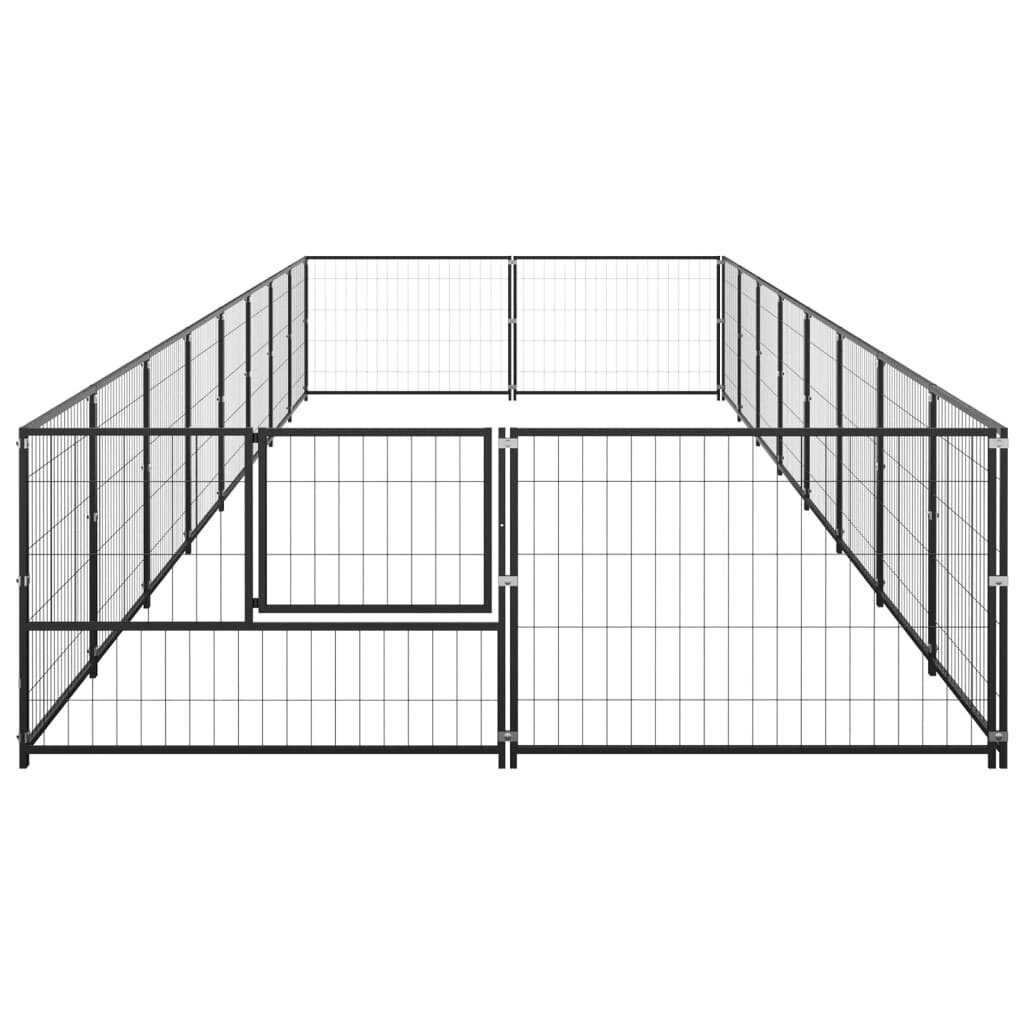 Suņu voljērs vidaXL, melns, 16 m², tērauds cena un informācija | Suņu gultas, spilveni, būdas | 220.lv