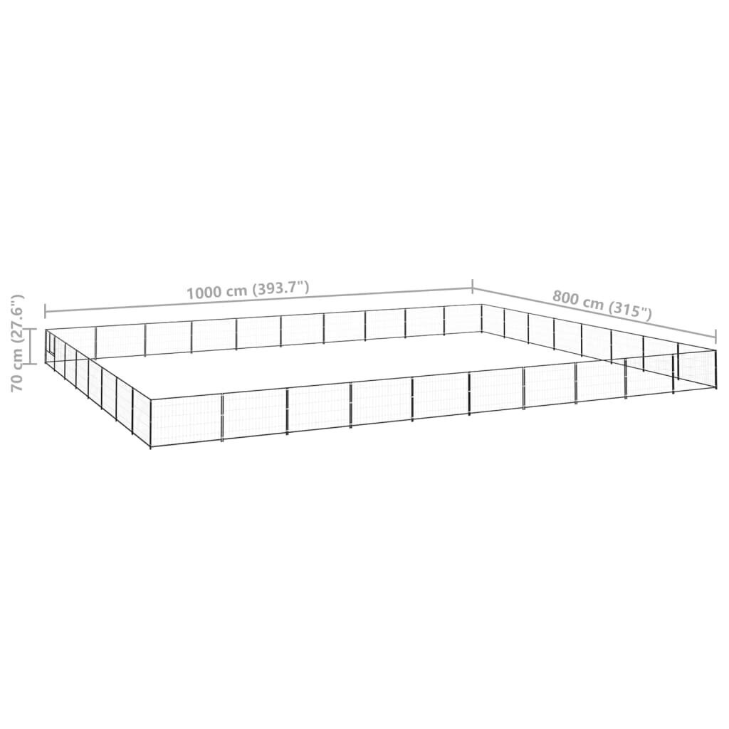 Suņu voljērs vidaXL, melns, 80m², tērauds cena un informācija | Suņu gultas, spilveni, būdas | 220.lv