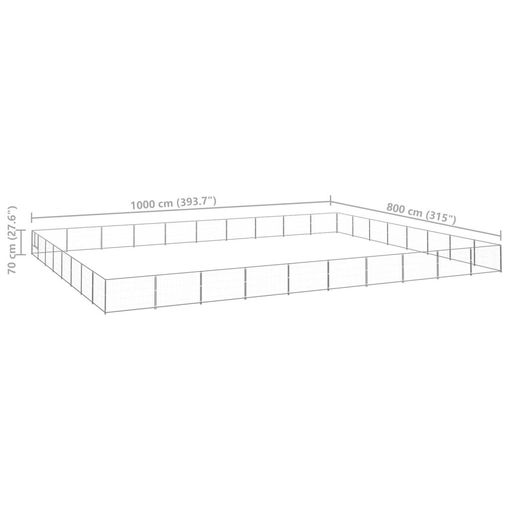 Suņu voljērs vidaXL, sudraba, 80m², tērauds cena un informācija | Suņu gultas, spilveni, būdas | 220.lv