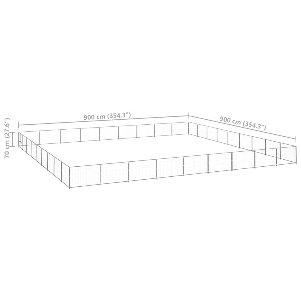 Suņu voljērs vidaXL, sudraba, 81m², tērauds cena un informācija | Suņu gultas, spilveni, būdas | 220.lv