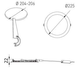 Светодиодный светильник ORIS 19W, IP44 цена и информация | Монтируемые светильники, светодиодные панели | 220.lv