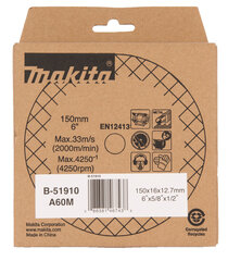 Круг шлифовальный Makita B-51910, 150x16x12.7 мм A60M  цена и информация | Механические инструменты | 220.lv