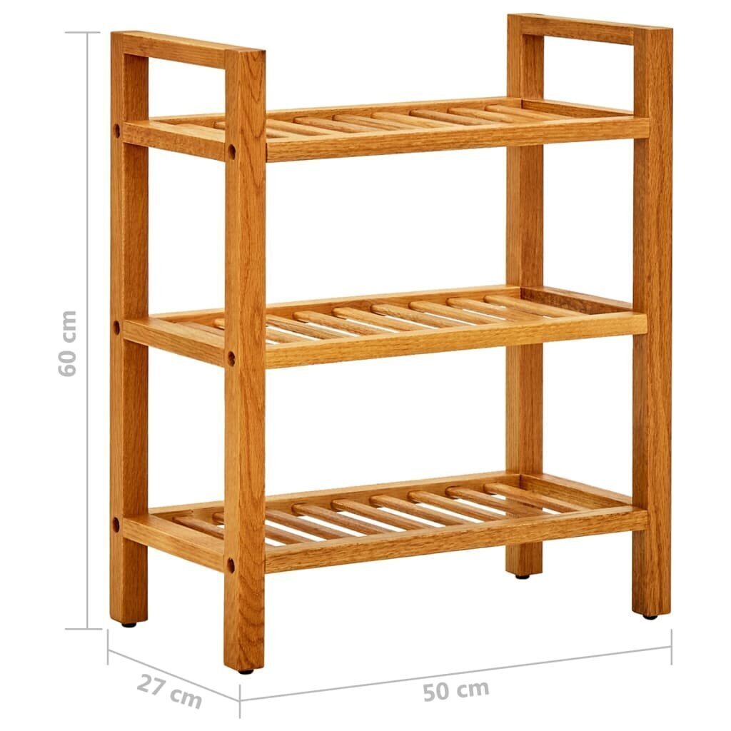 Apavu plaukts ar 3 plauktiem, 50x27x60 cm, brūns cena un informācija | Apavu skapji, apavu plaukti, priekšnama soliņi | 220.lv