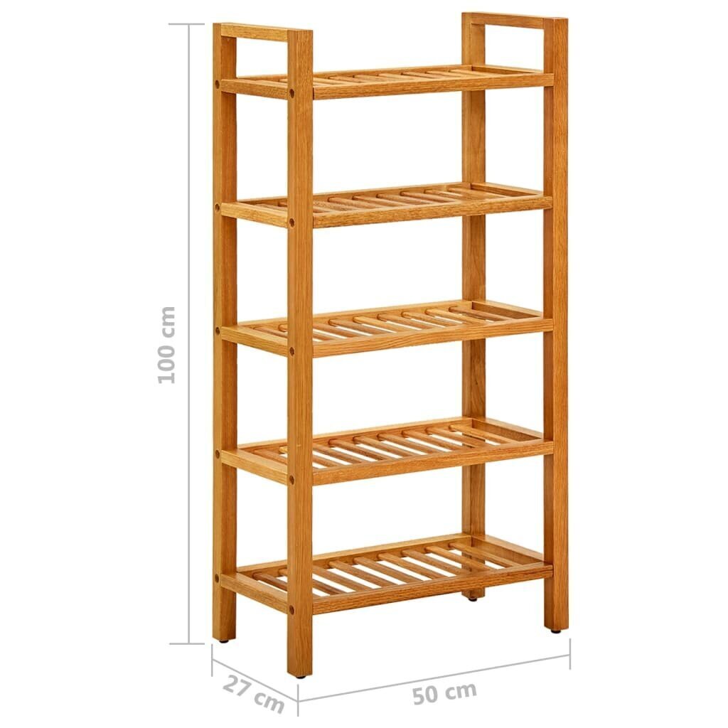 Apavu plaukts ar 5 plauktiem, 50x27x100 cm, brūns cena un informācija | Apavu skapji, apavu plaukti, priekšnama soliņi | 220.lv