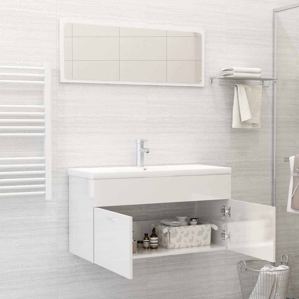 Vannas istabas mēbeļu komplekts, 2 daļas, balts, glancēts cena un informācija | Vannas istabas mēbeļu komplekti | 220.lv