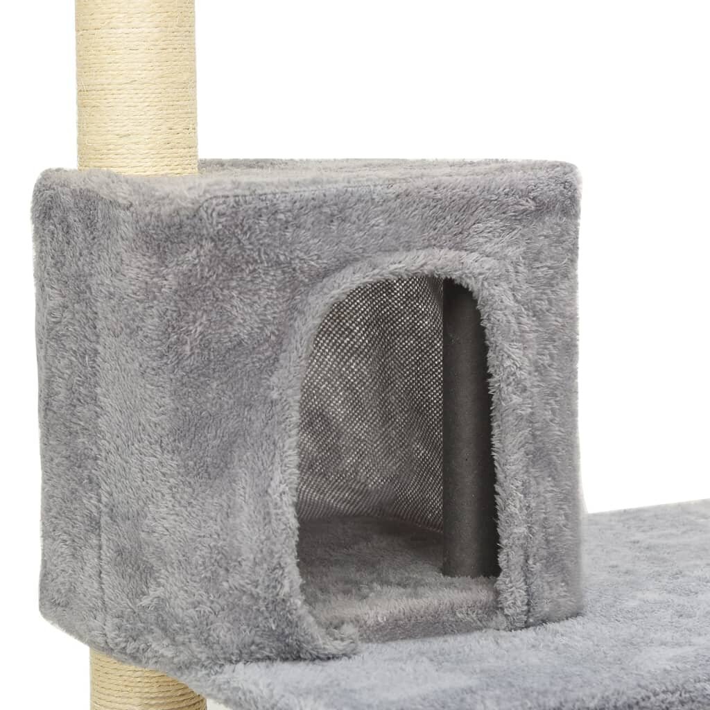 vidaXL kaķu māja ar sizala stabiem nagu skrāpēšanai, gaiši pelēka, 119cm цена и информация | Kaķu mājas, nagu asināmie | 220.lv