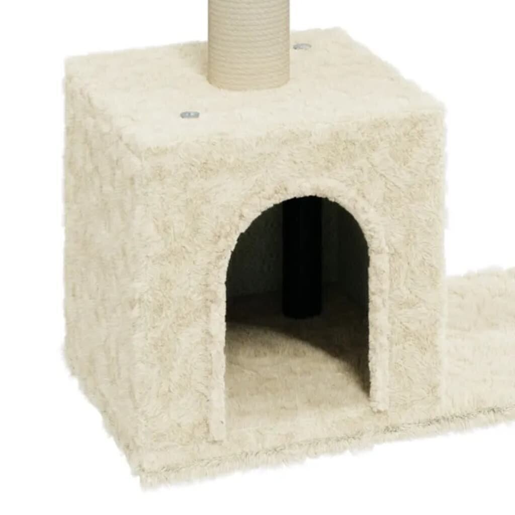 vidaXL kaķu māja ar sizala stabiem nagu skrāpēšanai, krēmkrāsas krāsā, 60cm cena un informācija | Kaķu mājas, nagu asināmie | 220.lv