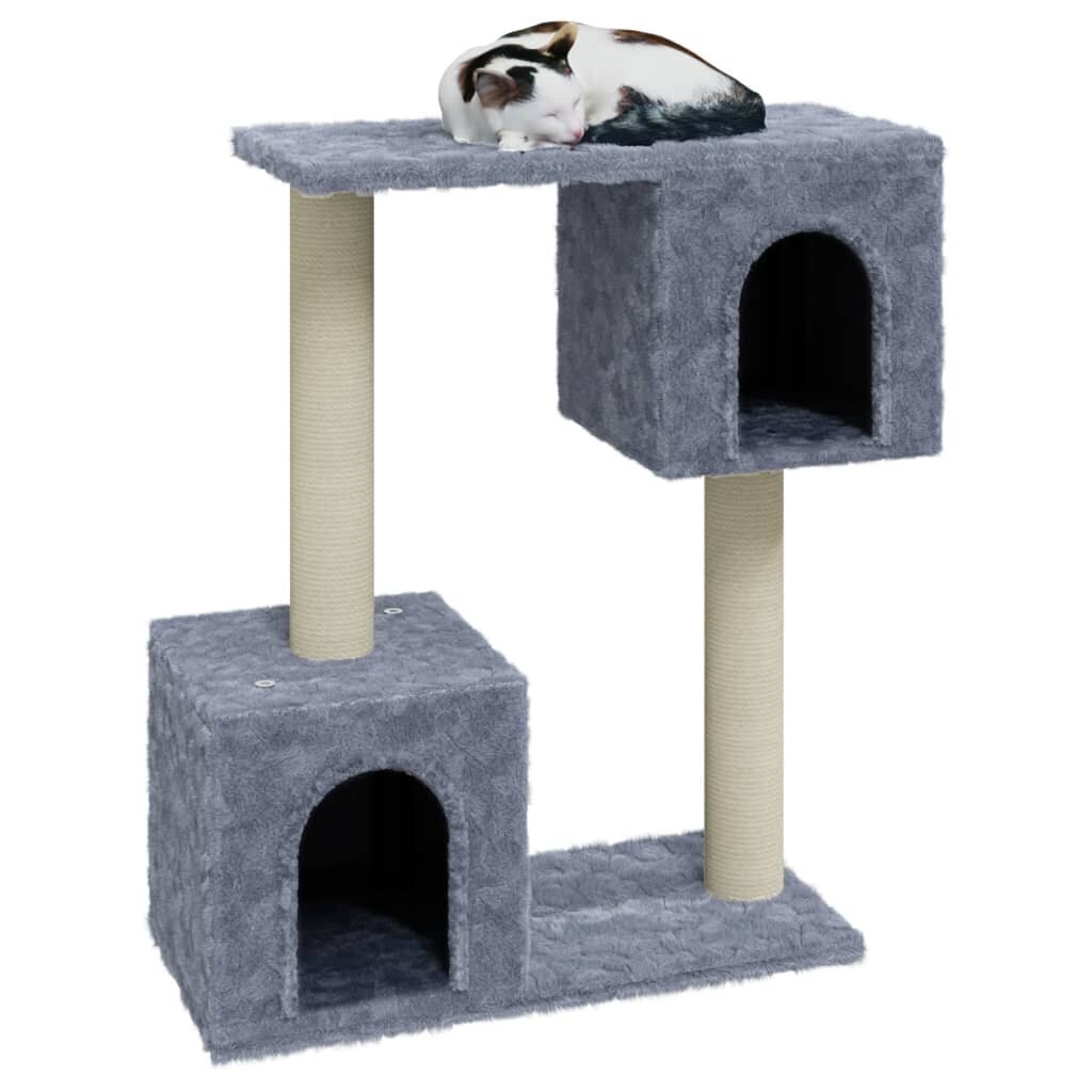 vidaXL kaķu māja ar sizala stabiem nagu skrāpēšanai, gaiši pelēka, 60cm cena un informācija | Kaķu mājas, nagu asināmie | 220.lv