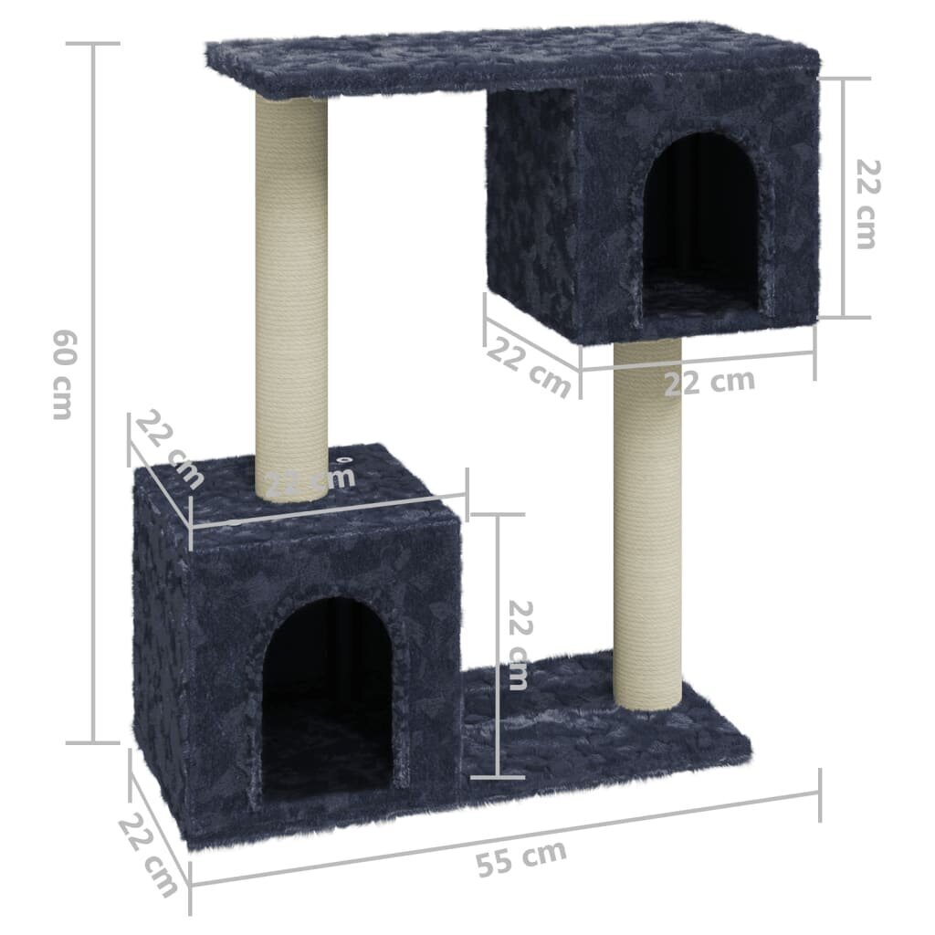 vidaXL kaķu māja ar sizala stabiem nagu skrāpēšanai, tumši pelēka, 60cm цена и информация | Kaķu mājas, nagu asināmie | 220.lv