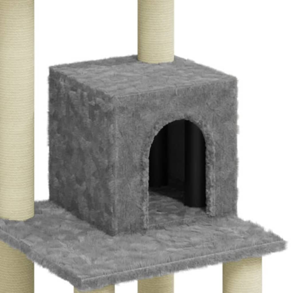 vidaXL kaķu māja ar sizala stabiem nagu skrāpēšanai, gaiši pelēka, 105cm цена и информация | Kaķu mājas, nagu asināmie | 220.lv