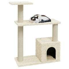 vidaXL kaķu māja ar sizala stabiem nagu skrāpēšanai, krēmkrāsas krāsā, 70cm cena un informācija | vidaXL Zoo preces | 220.lv