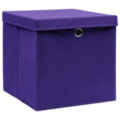 Uzglabāšanas kastes ar vākiem vidaXL, 10 gab., violetas, 28x28x28cm cena un informācija | Veļas grozi un mantu uzglabāšanas kastes | 220.lv