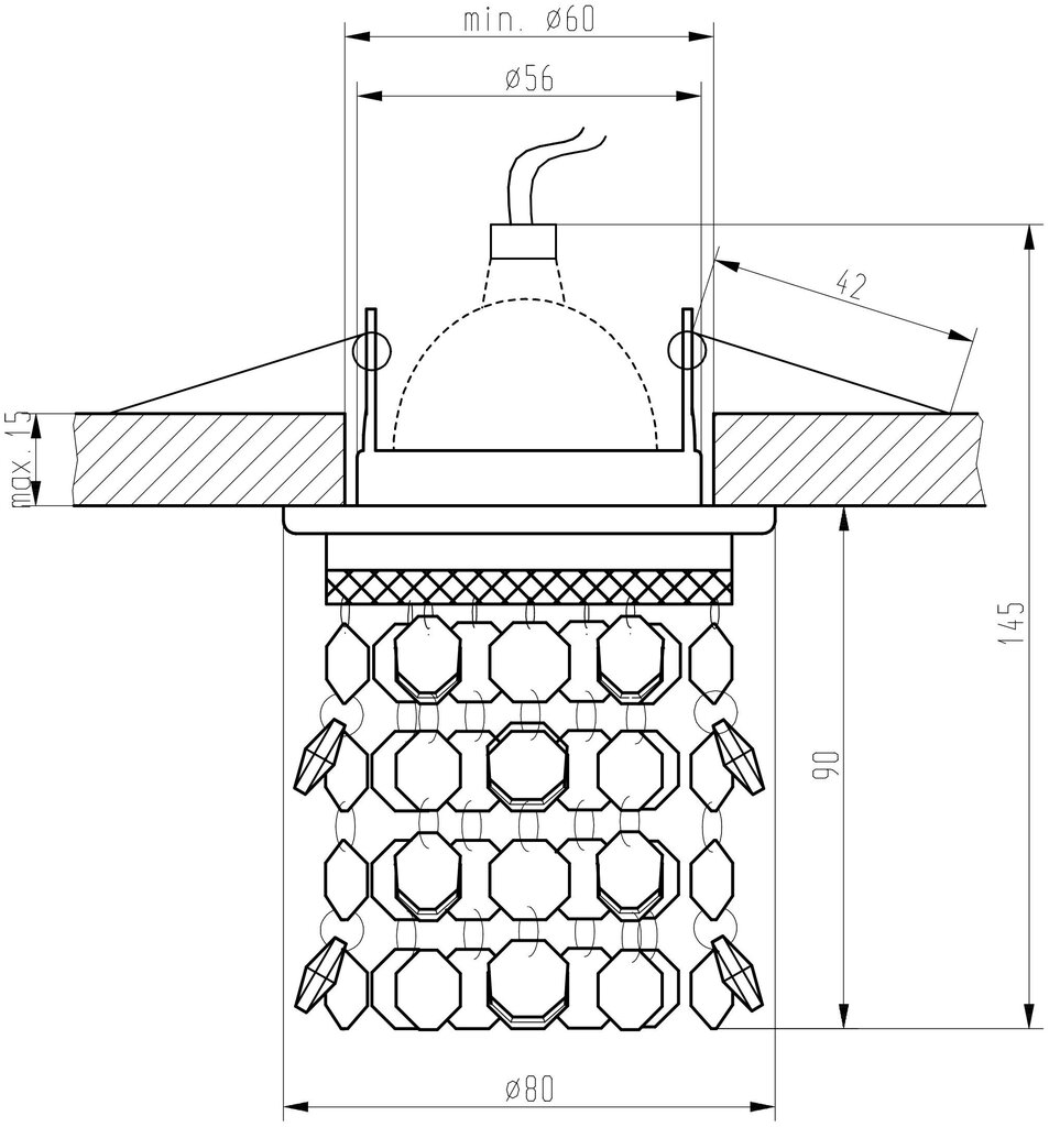 Candellux iebūvējams gaismeklis SK-68 цена и информация | Iebūvējamās lampas, LED paneļi | 220.lv