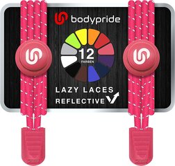 Bodypride круглые резиновые шнурки, со светоотражателем, розовые, 120 см цена и информация | Для ухода за обувью и одеждой | 220.lv