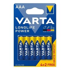 Щелочные батарейки Varta AAA Longlife Power (6 шт.) цена и информация | Varta Сантехника, ремонт, вентиляция | 220.lv