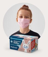 Medicīniskās bērnu vienreizējās 3 slāņu sejas maskas (50 gab.), rozā цена и информация | Первая помощь | 220.lv