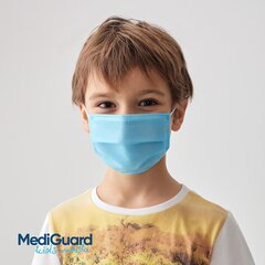 Medicīniskās bērnu vienreizējās 3 slāņu sejas maskas (50 gab.), zilas cena un informācija | Pirmā palīdzība | 220.lv
