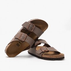 BIRKENSTOCK iešļūcenes ARIZONA Birko-Flor Nubuck / Mocca / Narrow Fit cena un informācija | Vīriešu iešļūcenes, čības, sandales | 220.lv