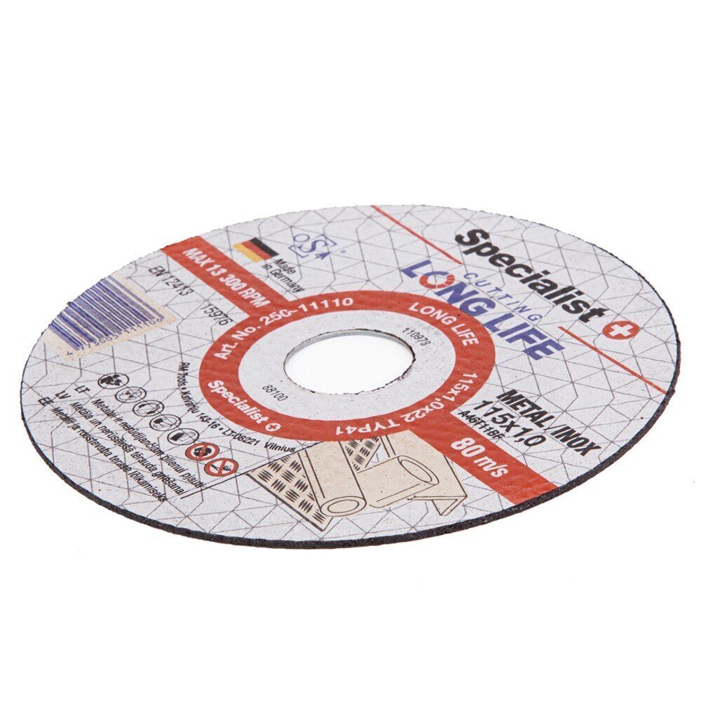 Disks metālam LongLife 115x1x22 cena un informācija | Rokas instrumenti | 220.lv