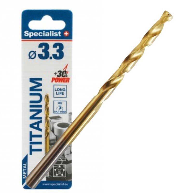 Specialist+ Titanium urbis metālam 3.3mm 1gab. цена и информация | Rokas instrumenti | 220.lv