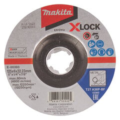 E-00393 Slīpripa 125X6MM, X-LOCK (A36P), Metāls Makita cena un informācija | Slīpmašīnas | 220.lv