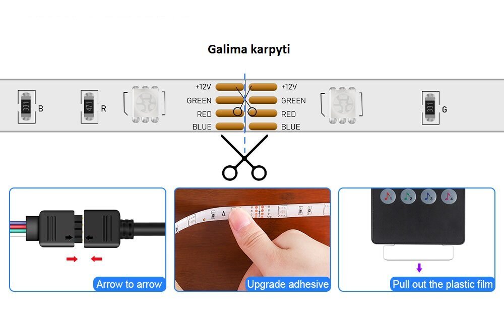 Smart RGB 5050 LED lente ar 10 m Bluetooth funkciju un mūzikas vadību cena un informācija | LED lentes | 220.lv