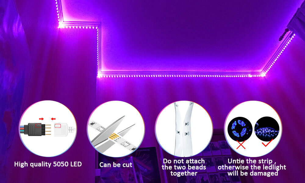 Smart RGB 5050 LED lente ar 10 m Bluetooth funkciju un mūzikas vadību cena un informācija | LED lentes | 220.lv