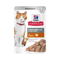 Корм для стерилизованных кошек с индейкой Hill's Science Plan Sterilized Cat Young Adult, 12x85 г цена и информация | Консервы для котов | 220.lv