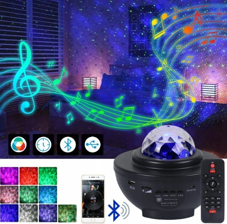 LED zvaigžņu projektors ar Bluetooth skaļruņa funkciju cena un informācija | Svētku dekorācijas | 220.lv