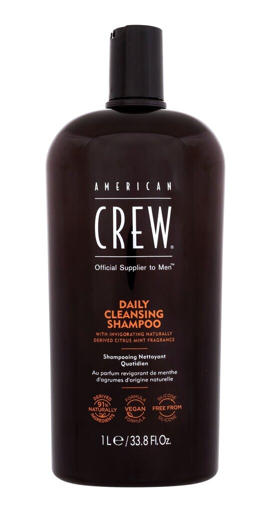 Matu šampūns vīriešiem American Crew Daily Cleansing, 1000 ml цена и информация | Šampūni | 220.lv