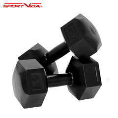 SportVida 2in1 GYM un Fitnesa Komforta formas Hantenes komplekts 2 * 6Kg Melna cena un informācija | Hanteles, svaru stieņi un diski | 220.lv