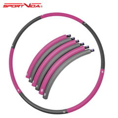 SportVida Saliekams Putu virsmas Hula Hoop vingrošanas 90cm riņķis 700gr Pelēks / Violets цена и информация | Обручи, гимнастические палки | 220.lv