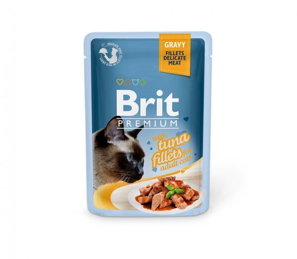 Konservi kaķiem - Brit Premium Cat Delicate Fillets Tuna (in Gravy), 24x85 g цена и информация | Konservi kaķiem | 220.lv