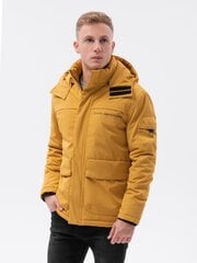 Vīriešu jaka ar kapuci Ombre C504 sinepes цена и информация | Мужские куртки | 220.lv