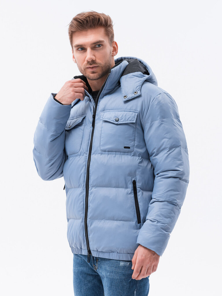 Vīriešu stepēta ziemas jaka Ombre C518 gaiši zila cena un informācija | Vīriešu virsjakas | 220.lv