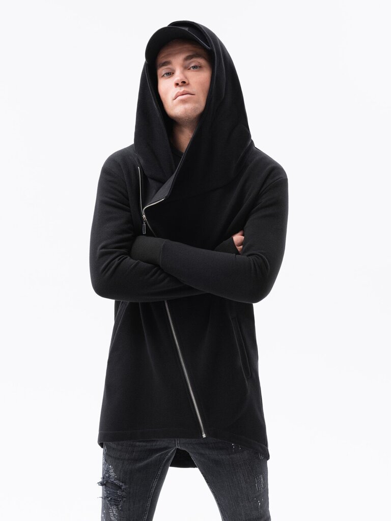 Vīriešu džemperis garā kapuce Nantes Ombre B1368 melns cena un informācija | Vīriešu jakas | 220.lv