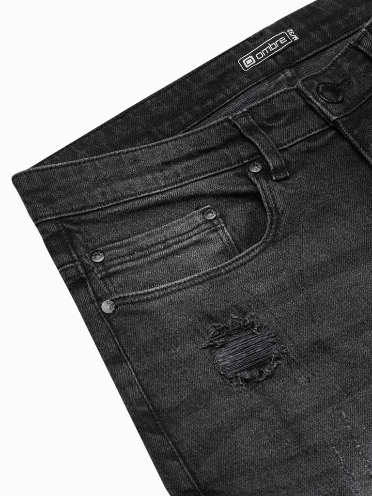 Vīriešu džinsa bikses Ombre P1025 melni цена и информация | Vīriešu džinsi | 220.lv
